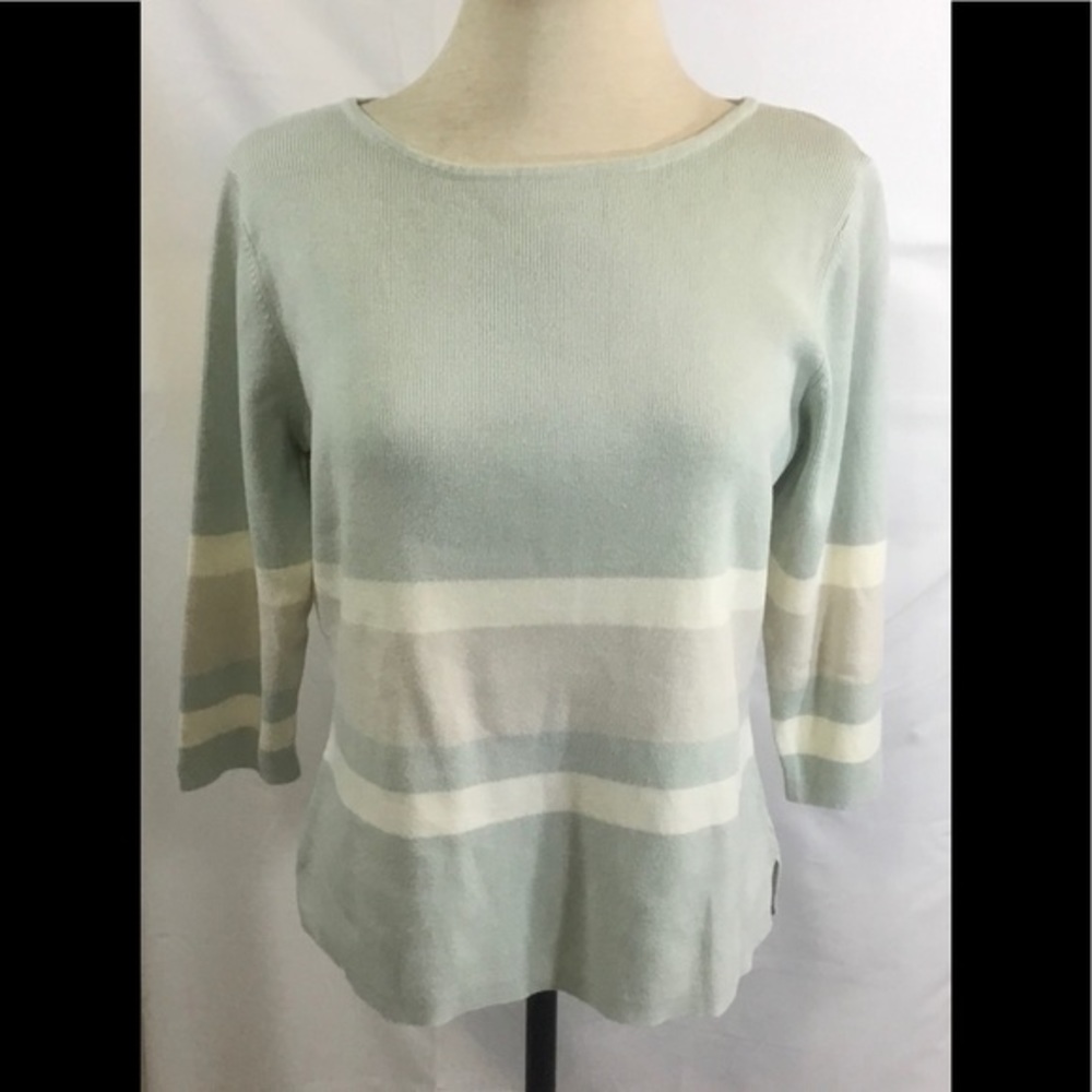 Van Heusen Mint Green & Ivory 3/4 Sleeve Sweater - Picture 1 of 4
